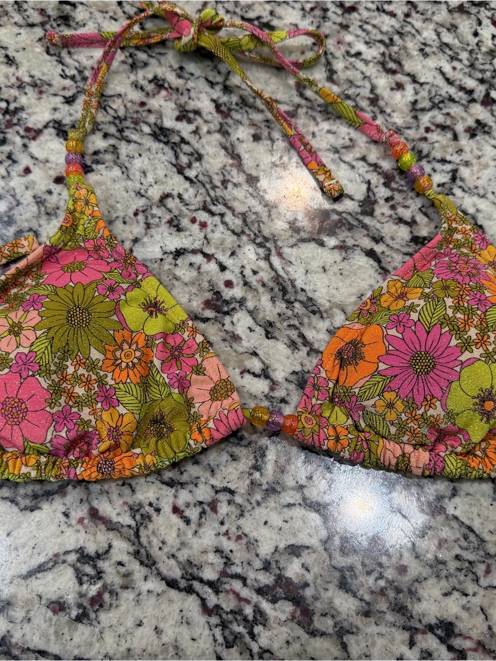 wild fable Floral Triangle Bikini Top in Pink, Orange & Green